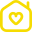 Yellow house and heart icon for saved property listings at Chelton Brown, estate agents in Northamptonshire.