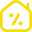Yellow house icon with percentage symbol for property valuations and market appraisals by Chelton Brown.