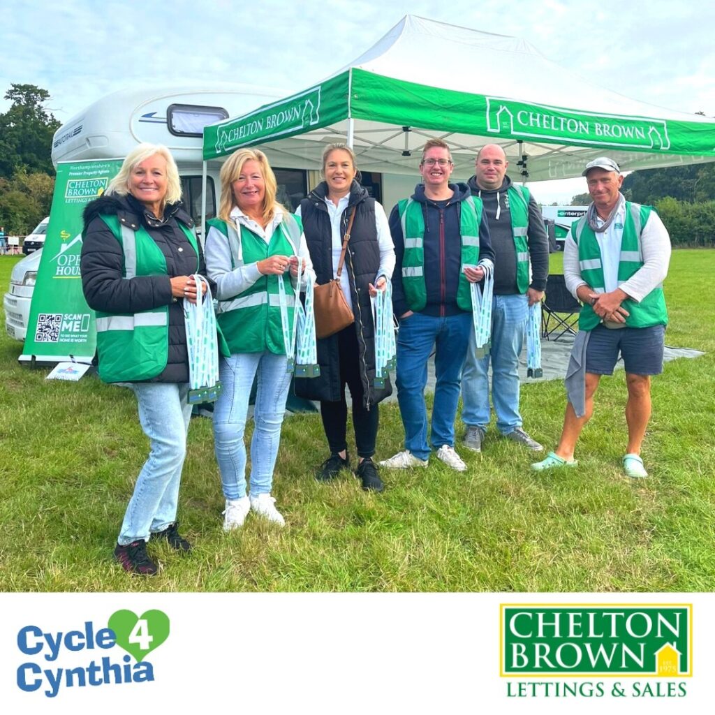 Chelton Brown team supporting Cycle 4 Cynthia community event, award-winning estate agents in Northamptonshire.