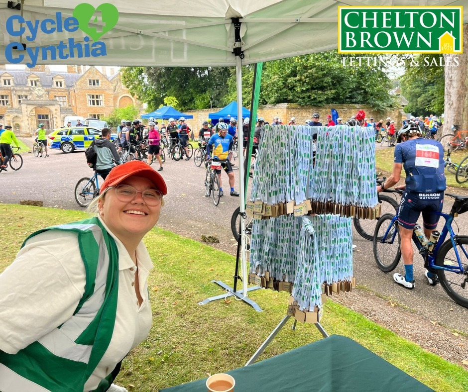 Smiling Chelton Brown volunteer at Cycle 4 Cynthia charity event supporting the Northamptonshire community.