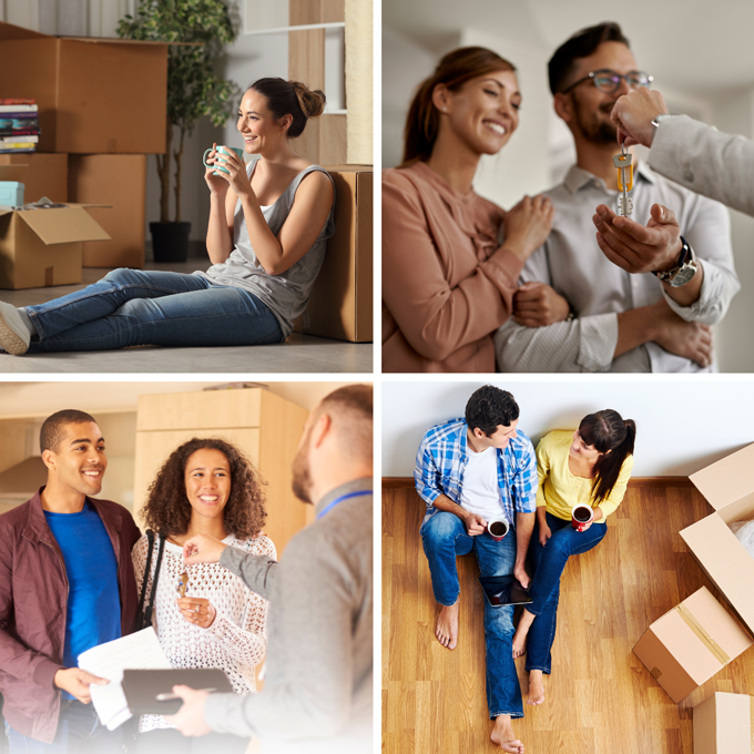 Happy couples receiving keys and moving into new homes with Chelton Brown estate and letting agents in Northampton.