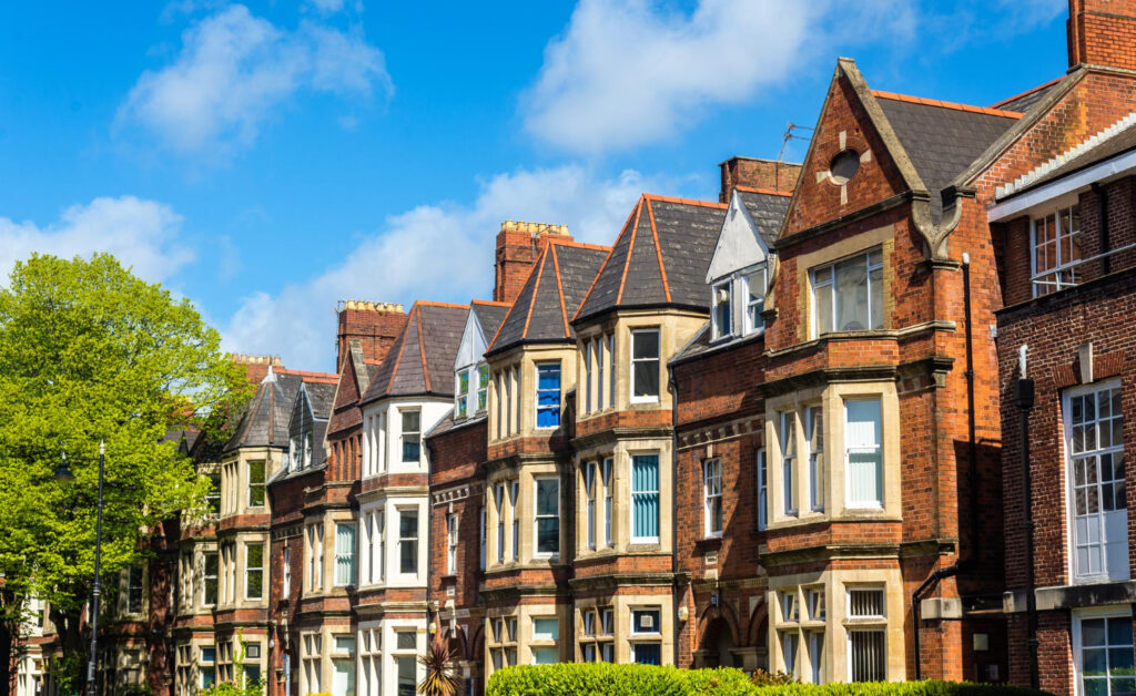 Row of Victorian brick houses in Northamptonshire for Autumn Budget housing market impact analysis by Chelton Brown.